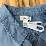 Japna  Button Up Ruffled Hem Shirt Dress Chambray Large 100% Tencel Boho Pockets Photo 4