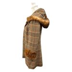 Vintage Pennylane Plaid Wool Coat with Fur Trim, size XS/S Brown Photo 1