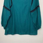 ZARA  Emerald Green Embroidered Eyelet Tassel Long Sleeves Peasant Top Photo 10