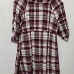 Decree  XL Maroon Plaid Flannel Tunic Top Plus Photo 0