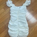 ZARA Ruched Bodycon Mini Dress Ruffled Strappy Ivory White Party Dress Sz S Photo 9