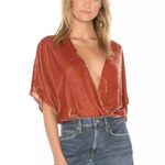 Young Fabulous and Broke Rust Burnt Orange Velvet Plunge Bodysuit Photo 0