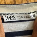 ZARA  Black And White Striped Tie hem Crop Shirt Size Large Photo 3