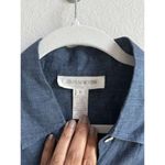 Jones New York  Women’s Size 6 Linen Long Sleeve Button Up‎ Top Blue 2 Pockets Photo 1