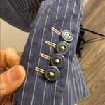 Navy Pinstripe Blazer with yellow linen blend size large Blue Photo 8