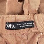 ZARA  Streetwear Cargo Pants Womens Small Beige High‎ Rise Elastic Waist Casual Photo 8
