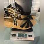 Minnetonka  Drew Black Leather Cork Wedge‎ Heeled Platform Sandals Size 9 Photo 6