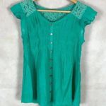 MINE Green Lace Back Babydoll Top Size Medium Photo 1