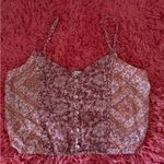 American Eagle Outfitters Pink and Orange Patterned Crop Top Photo 0