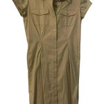 Liz Claiborne Button Front Shirt Dress Khaki Safari Dress Cap Sleeve Size 4 Photo 0