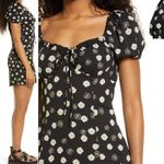 BP Women's NEW Tie Front Black White Ditsy Floral Lined Mini Dress Sz XS Photo 2