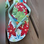 Colorful Floral Flip Flops 🩴🩴 Red Size 10 Photo 8