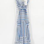MISA Los Angeles Dominika Blue Sleeveless Plunge Maxi Dress in Scorpios Stripe Photo 2