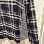 Hem & Thread  Womens Button‎ Up Blue Plaid Long Sleeve Top Large Grey Contrast Photo 3