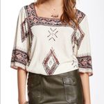 Lucky Brand NWOT Cora Aztec diamond cute wide sleeve jersey top Photo 1