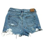 American Eagle Shorts Women's Size 00 Blue Denim Floral Embroidered High Waist Photo 2