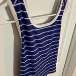 Lulus NWT  Women’s Blue Stripe Crop Top‎ Cross Back Large 0186 Juniors Photo 0