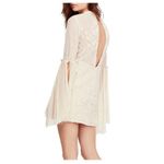 Free People  Cleo Cream Embroidered Flare Sleeve Mock Neck Mini Dress 6 Photo 2