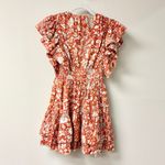 Ulla Johnson Kiri Floral Flutter Sleeve V-Neck Mini Dress Orange Women's Size 0 Photo 3