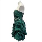 Jovani  Deep Green Rhinestone Strapless Mini Cocktail Dress Photo 2