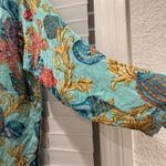 Victoria's Secret Vintage gold label  Silk Robe Seashells Print Aqua Blue L *read Photo 6