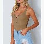 Trendy Sexy Scoop Neck Racerback Tank Top Button Down Bodysuits size SMALL Photo 2