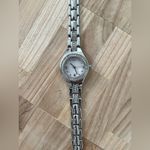 FMD Crystal and Pearl Ladies Watch Crystal Embedded Pearl Dial New Battery Silver Photo 2