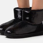 UGG Classic Mini Mirror Ball Bootie Sequin Ankle Boots Black 6 US NEW Photo 0
