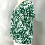 Joie  100% Linen White Green Tropical Leaf Print Short Sleeve Blouse Womens M Photo 2