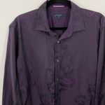 Ted Baker  London Button Up Dress Shirt Size LARGE 12 Purple Tonal Floral‎ Photo 2