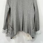 Anthropologie  Ambrose Knit Jacket Gray Cream Cardigan Plush Collar Size Medium Photo 3