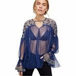 Free People  Joyride Sheer Embroidered Ruffle Top Photo 13