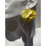 Vintage Flower Ball Earrings Yellow White Stone, Dangle Bright Summer Spring Photo 2