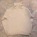 Lily Sidonio Chunky Cable Knit Turtleneck Sweater in Oatmeal Photo 4