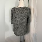 Loft , gray and‎ black leopard print, short sleeve flowy top size medium Photo 6