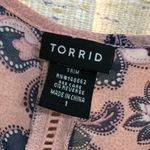 Torrid Pink Floral Lace-Up Chiffon Tiered Tank Top Photo 2