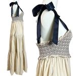 Free People Dainty Coquette Cottage Bluebell Solid Maxi Dress Sand Neutral Small Photo 6