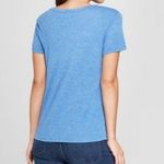 Modern Lux Top Womens Size Small Blue Distressed Short Sleeve Photo 1