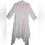 New York & Company White Asymmetrical Long Sleeve Shirt Dress Size Large NWT Photo 1