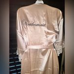 Womens Satin Robe Embroidered Bridesmaid Wedding Party Champagne Gift W Slippers Size undefined Photo 2
