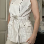 Athleta  Wanderbout White Linen Full‎ Zip Vest Medium Photo 0