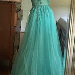 Super Cute Aqua Seafoam Green Tulle Prom Dress Sparkly Bodice Photo 1