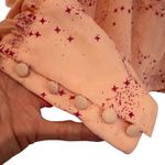 Free People  Stars Align Printed Top Blouse Women's Small Pale Pink Boho Hippie Photo 8