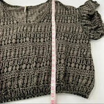 Free People  Black Taupe‎ Cotton Knit Comfy Short Top Ruffle Sleeves size L Photo 9
