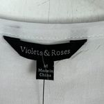 NWT Violets & Roses Puff Sleeve Lace Detail Button Front Shirt Size Medium M NEW White Photo 4