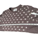 Champion  C Logo Crew Neck Sweatshirt Size XLarge Pullover Gray & White Cropped Photo 3