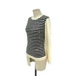 Gryphon New York Sequin Stripe Crewneck Sweater Ivory & Black Size XS Photo 3