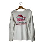 Vineyard Vines  Shirt Women Medium White‎ Long Sleeve Christmas Whale Pocket Tee Photo 2