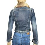 7 For All Mankind  Denim Vintage Sz S Blue Dojo A Pocket Jean Fur Trimmed Jacket Photo 5