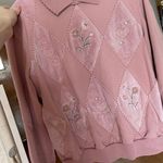 Alfred Dunner Petite Vintage Collared Pink Floral Crewneck Sweater Size Small  Photo 0